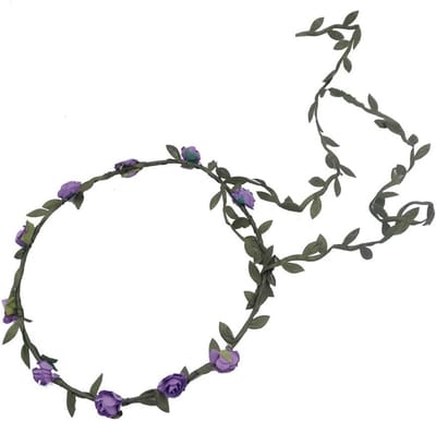 Boho Bloemenkrans Haarband met Bladeren voor Bruiloft, Feest en Verjaardag - Paars Haaraccessoire