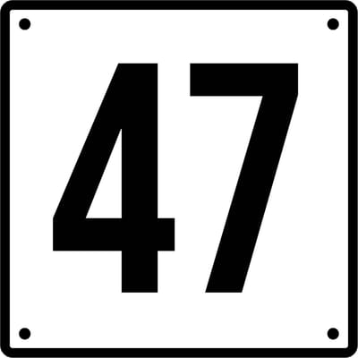 Huisnummerbord 47 - Incl. Schroeven en Pluggen – Acrylaat - 10 x 10 cm - Wit met Zwart