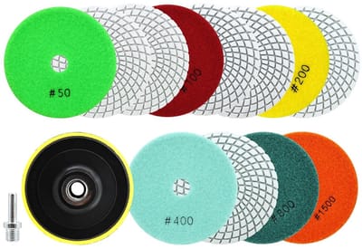 Diamant Polijstpads Set van 14 Stuks voor Graniet, Marmer en Kwarts (100 mm)