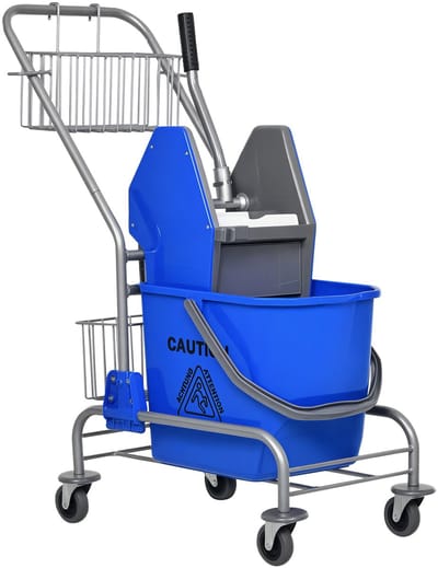 HOMCOM-Putzwagen-Kunststoff, Metall-73L x 45B x 95H cm-Blau