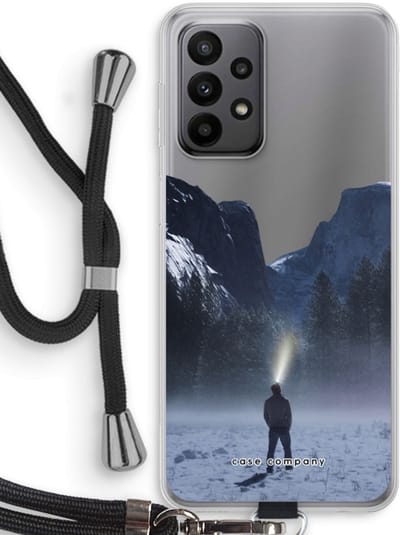 Hoesje met koord geschikt voor Samsung Galaxy A23 hoesje met Koord - Wanderlust - Telefoonhoesje met Zwart Koord - Bescherming aan alle Kanten en Over de Schermrand