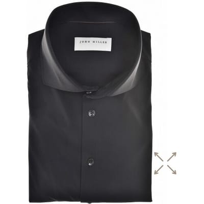 John Miller Overhemd Uni Color Dynamic Stretch Zwart / male