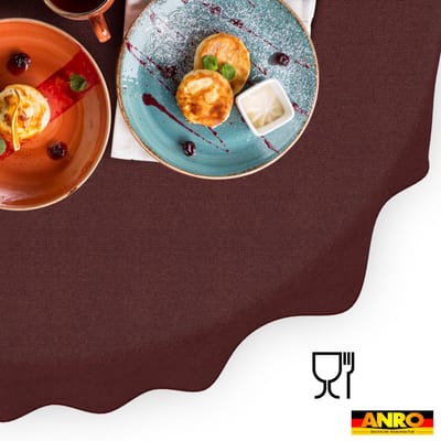 ANRO Tafelkleed Effen linnenlook Rood Ovaal 160x140cm Met sierband Afwasbaar Waterafstotend