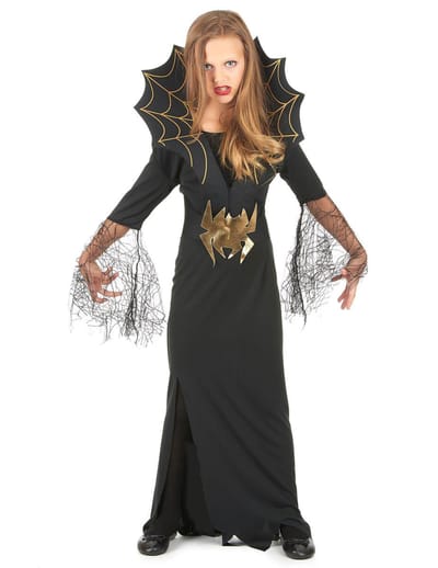 Halloween heksen kostuum met spinnen voor meisjes - Verkleedkleding - Maat 140/152
