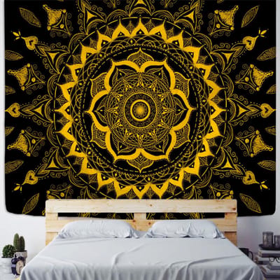 Groot Wandkleed Groot Mandala Polyester Hippie Wandkleden Boheems Wandkleed Yoga Mat Tapijt College Slaapzaal Decoratie 95x70CM brown