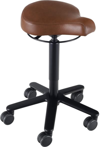 Biker zadelkruk leer Savannah- zwarte gaslift en kruispoot - leder bekleding – kleur Savannah