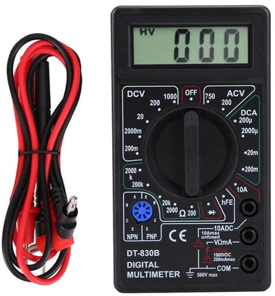 Digitale Multimeter - Meetinstrument Tester - Elektrische Metingen - Multifunctioneel Bereik - 12.4 x 6.9 x 2.4 cm - Zwart