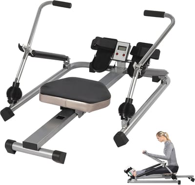 Roeitoestel Thuis - Full Body Trainer - Full Body Training - Hydraulische Weerstand - 130x115x10cm - Zilver Zwart