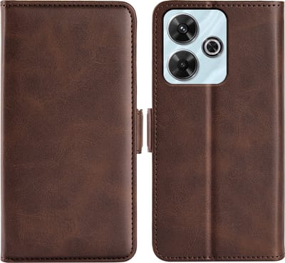 MobyDefend Hoesje - Geschikt voor Xiaomi Redmi 13 4G - Luxe Wallet Book Case (Sluiting Zijkant) - Bruin