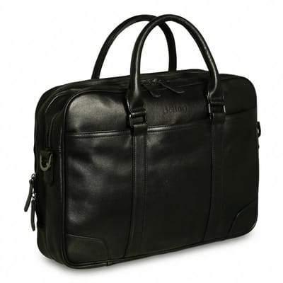 Bèlfort - Laptoptas - Zwart Leer - 16 inch - Aktetas Met Schouderband
