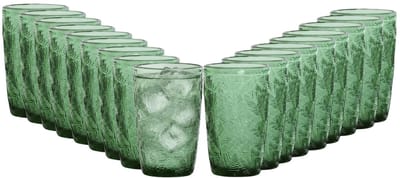 Vivalto Drinkglazen Tropical Palms - waterglazen - groen transparant - glas - set 18x stuks - 370 ml - stapelbaar