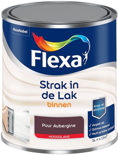 Flexa - Strak In De Lak Binnenlak Hoogglans - Puur Aubergine - Mengverf - 1 L