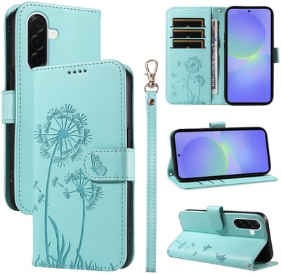Coverup Hoesje - Geschikt voor Samsung Galaxy A37 Hoesje - Coverup Paardenbloem Book Case - Mintblauw