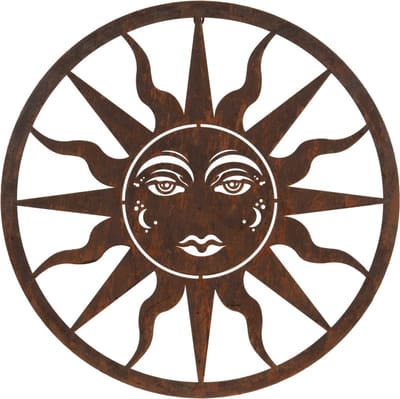 Muurornament / wandbord - zon - ijzer - wandplaat tuin