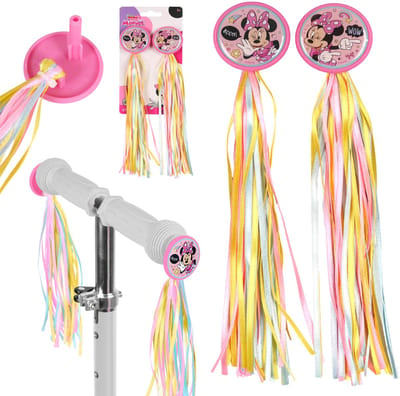 DISNEY Minnie Mouse Decoratieve linten met kwastjes voor het stuur van een fiets of kinderstep, set 2 stuks