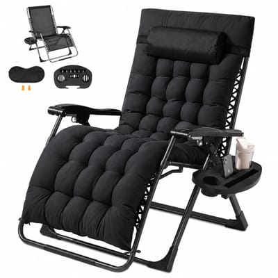 Sello! relaxstoel – tuinstoel – campingstoel – camping – voetensteun – kussen – bekerhouder – verstelbaar 90°-170° – opvouwbaar