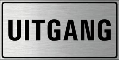 Uitgang bord met tekst, geborsteld aluminium 400 x 200 mm