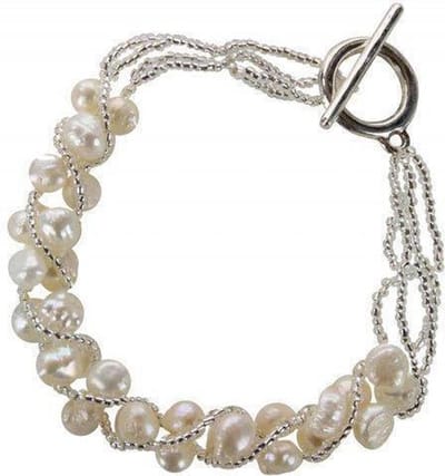 Zoetwater parel armband Monica - echte parels - wit - zilver - luxe sieraden zakje - parel armband dames - wit parel armband - zoetwaterparel