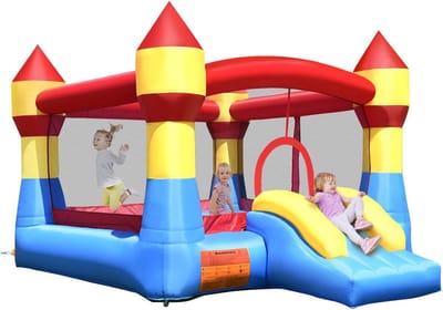 Groot Opblaasbaar Springkasteel met Glijbaan en Ballenbad voor Kinderen - Speelkasteel 370x280x220 cm