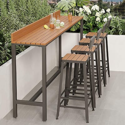 Bar Tafel Set 120 cm 3-delig Industrieel Design met 2 Barkrukken – Smalle Keuken- & Bistrotafel voor Kleine Ruimtes, Balkon & Woonkamer – Wit Modern Hochtisch Set HomebyNicole
