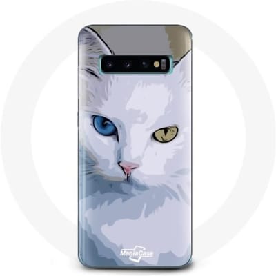 Coque - Samsung - Galaxy S10 - Souple - Protection - Chat Turc oeil bleu/jaune jaune