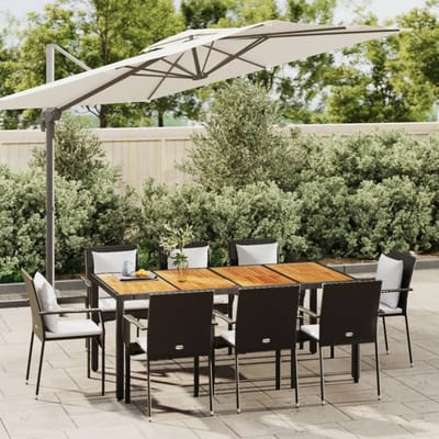 vidaXL - 9-delige - Tuinset - poly - rattan - zwart
