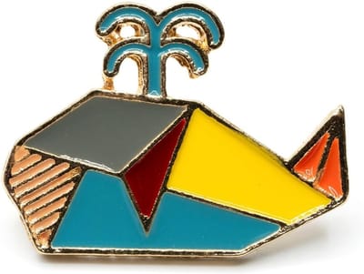 Walvis Origami Broche Pin Emaille Dier Zee Geometrische - Originele Mode-sieraden I Pin Button Pins, 23mm, metaal, geëmailleerd, niet bekend