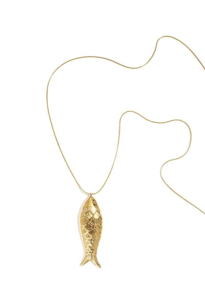 Bijoutheek Collier Lang Vis Groot Goud