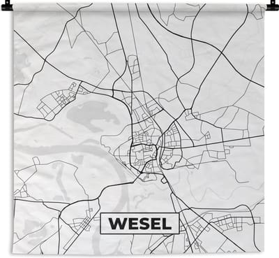 Wandkleed - Wanddoek - Stadskaart - Plattegrond - Wesel - Kaart - 180x180 cm - Wandtapijt