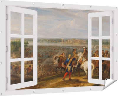 Gards Tuinposter Doorkijk Lodewijk XIV trekt bij Lobith Nederland binnen - Adam Frans van der Meulen - 180x120 cm - Tuindoek - Tuindecoratie - Wanddecoratie buiten - Tuinschilderij