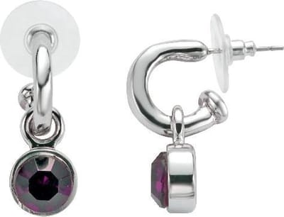 Behave - Oorstekers dames - zilverkleur - paars kristal - elegant - 2,5 cm
