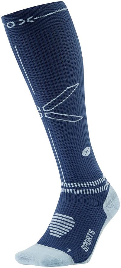 STOX Energy Socks Sportsokken Heren - Compressiekousen Navy / Lichtblauw - Compressie Sokken Sport - Maat M: 40-44 - 1 Paar