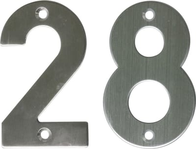 AMIG Huisnummer 28 - massief Inox RVS - 10cm - incl. bijpassende schroeven - zilver