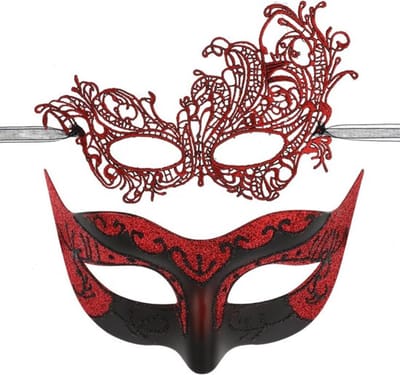 Prachtige Venetiaanse Maskers voor Halloween en Carnaval - 2 Stuks Oogmaskers voor Feestjes en Theatrale Kostuums