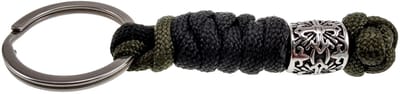 RVS Sleutelhanger met Paracord Slangenknoop Groen en Zwart, Snake Knot Keychain - Handgemaakt door esde2