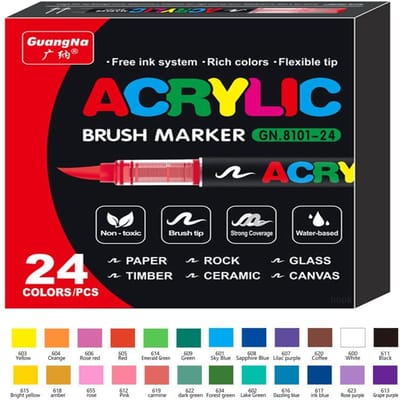 12-72 Kleuren Acrylverf Markers Penselenpunt Pennen Set voor Stof Rots Schilderen Hout Canvas Steen Kerstcadeau Kunstbenodigdheden