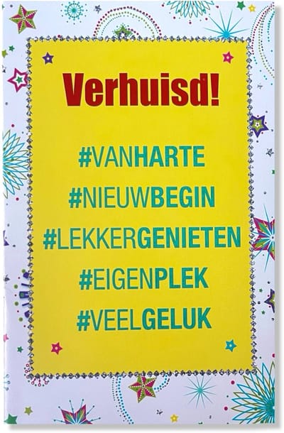Verhuisd! Nieuwe Woning Wenskaart - 12x17cm - Gevouwen Verhuisd kaart inclusief envelop - Nieuw HuisVerhuisd!