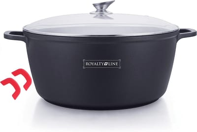 Royalty Line® BS40M Braadpan Inductie - Ø 40 cm / 19.5 Liter Kookpan - Groot Soeppan Voor Alle Warmtebronnen - Oven Bestendig - Antiaanbaklaag - Zwart