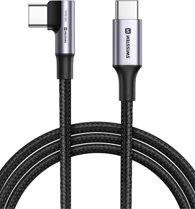 Swissten haakse USB-C naar USB-C kabel - 100W Laptop Kabel - 2M - Zwart