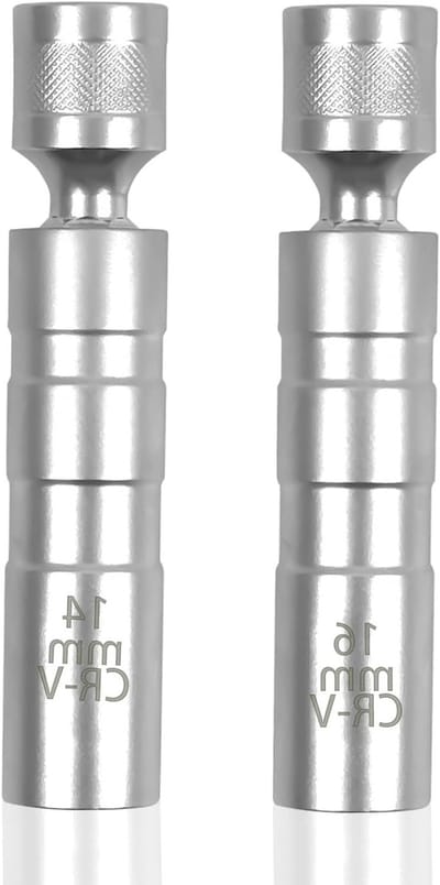 2-delige universele set voor het verwijderen van bougies, flexibele bougiesleutel, magnetische 3/8" inzet en draaibare tool voor auto-onderhoud