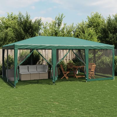 vidaXL - Partytent - met - 10 - mesh - zijwanden - 6x4 - m - HDPE - groen