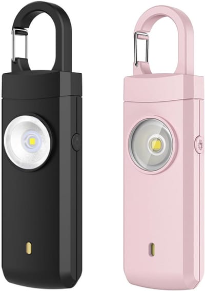 Persoonlijke Alarm - 2 Stuks - Krachtig 130 Db Geluid En Felle Flits - Persoonlijke Veiligheidsalarm - Zelfverdediging Sleutelhanger - Persoonlijke Bescherming - Noodsignaal - Senioren Alarm - Draagbaar Veiligheidsalarm - Zwart, Roze