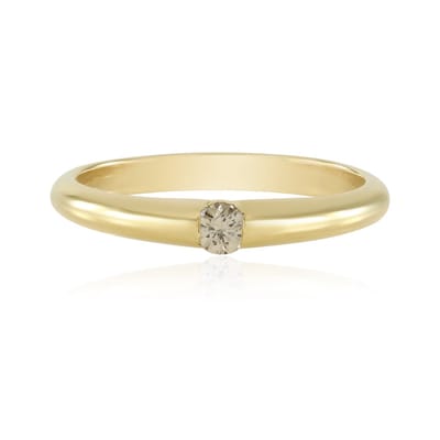 Cavill - Zilveren ring - Verguld 925 Sterling Zilver - I2 Bruine Afrikaanse Diamant 0,09 ct - Ronde Briljant Bezel Zetting - Elegante Ring
