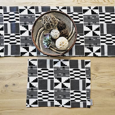 Tafelloper 180x35cm en 4 Placemats | Gemaakt van 100% Katoen Afrikaanse Print Stof |
