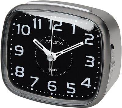 Adora Quartz Wekker – Zwart/Grijs – Compact – Snooze & Licht – Stil Uurwerk – Kunststof Behuizing