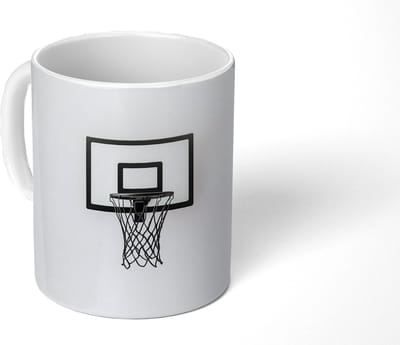 Mok - Koffiemok - Basketbalbord - Minimalistisch - Zwart - Mokken - 350 ML - Beker - Koffiemokken - Theemok