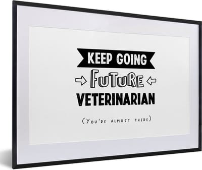 Fotolijst incl. Poster - Quote - Dierenarts - Student - 60x40 cm - Posterlijst