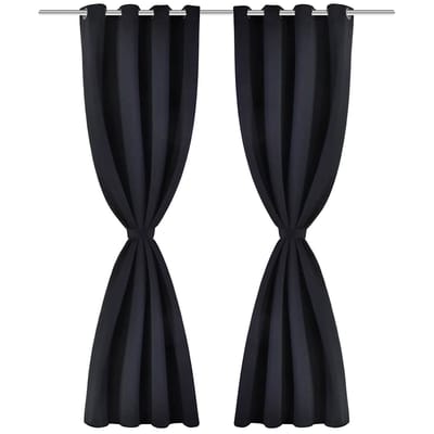 vidaXL Gordijnen met metalen ringen 135 x 245 cm 2 stuks (zwart)