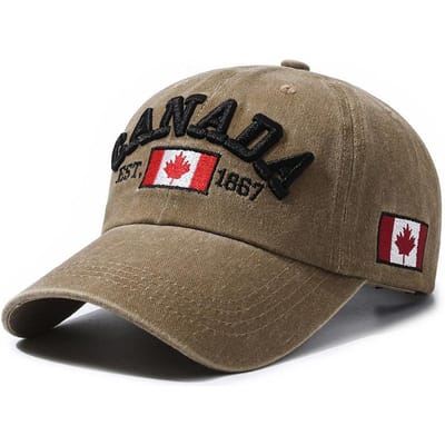 Nouvelle Casquette de Baseball Polyvalente Lettres Brodées Feuilles d'Érable Lavage Canadien Casquette de Baseball Récréative d'Extérieur Adjustable gray