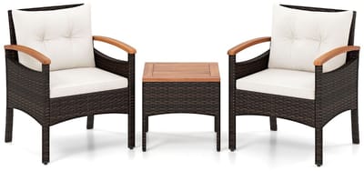 Balkonset 2 personen - Tuinset - Bistroset - Gemengd Bruin - Weerbestendig - 3 delig - Tuintafel en 2 stoelen - 2 personen - Metaal